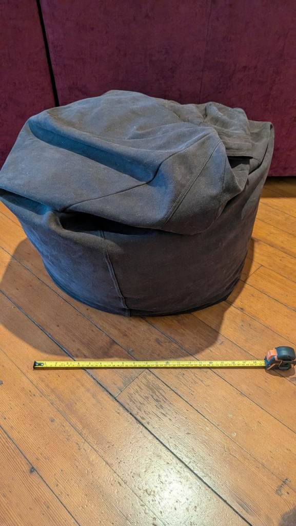 Grey Fabric Beanbag Stool / Pouffe – Good Condition