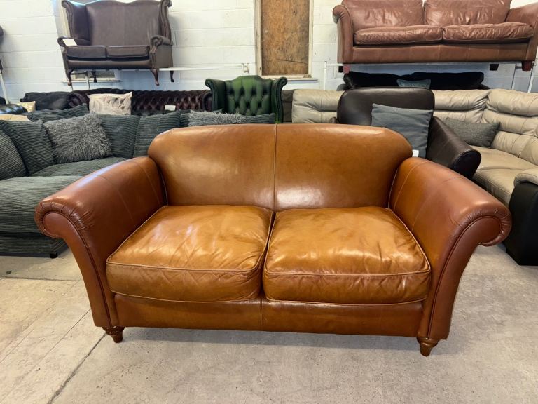 Marks and spencer tan real leather two seater sofa