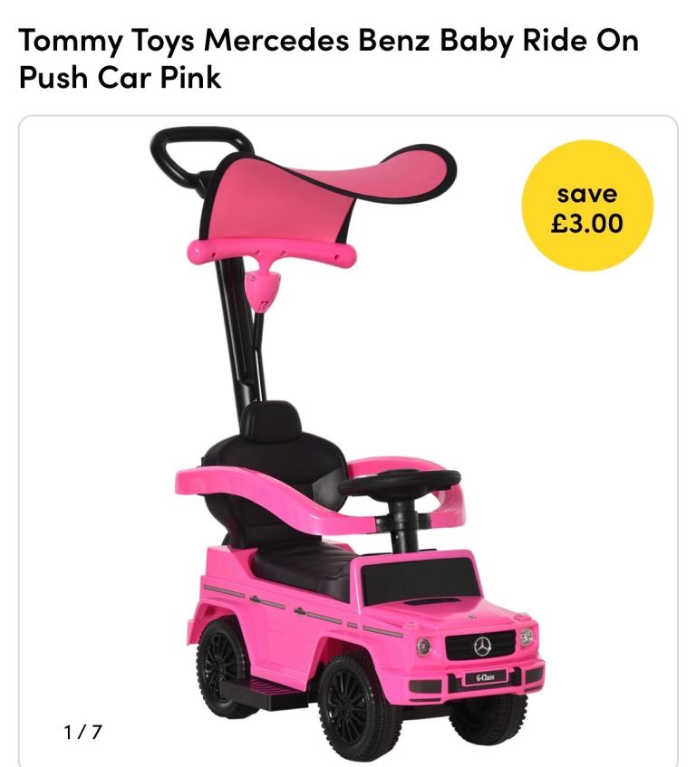 Pink Mercedes sit in ride car with sounds 