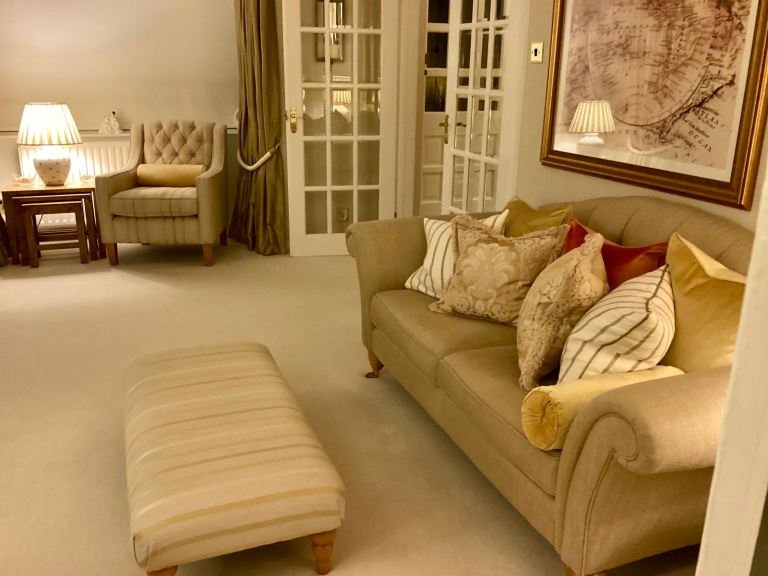 Mortimer Sofa & Armchairs Set – Edwin Gold Fabric, Excellent Condition