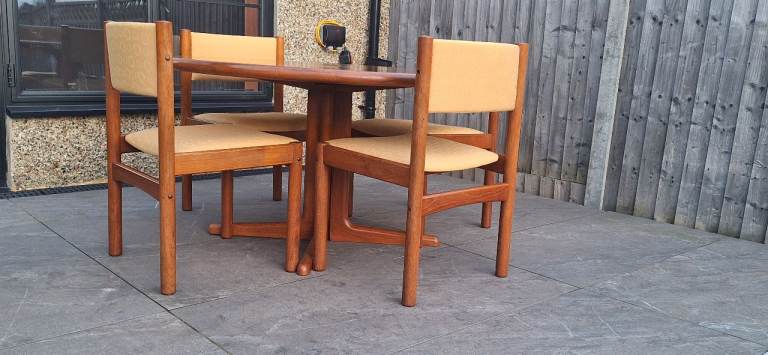 Vintage Danish table and chairs by Edvard Valentisen