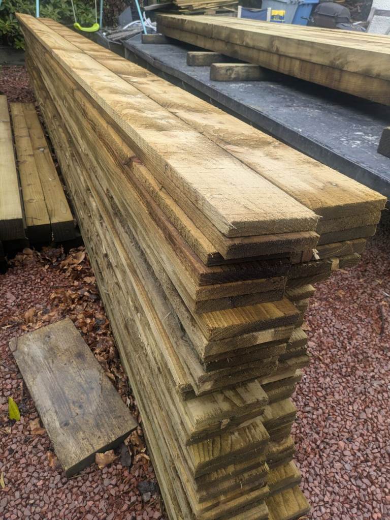  Treated Timber gravel ranch Boards – 4.8m Lengths for Roof Sarking / Garden