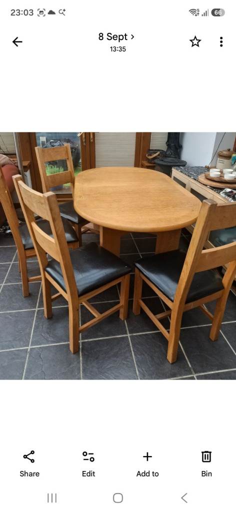 Skovby Light Oak Extending Dining Table with 4 Chairs – Good Condition