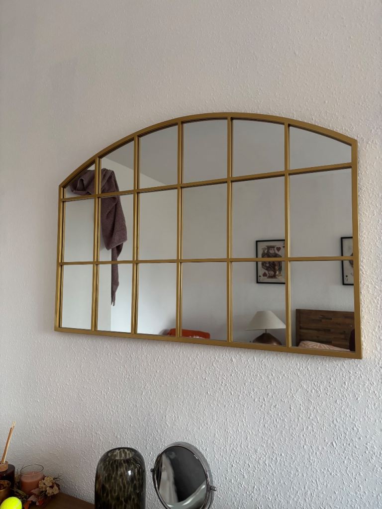 Gold Arched Window Style Mirror – Good Condition