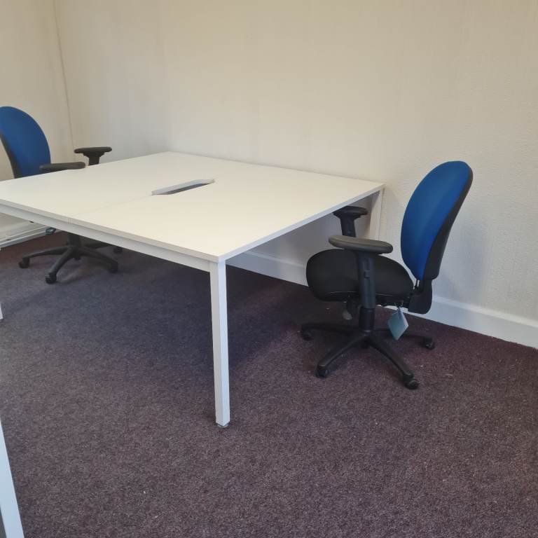 White office 2 desk workstation 