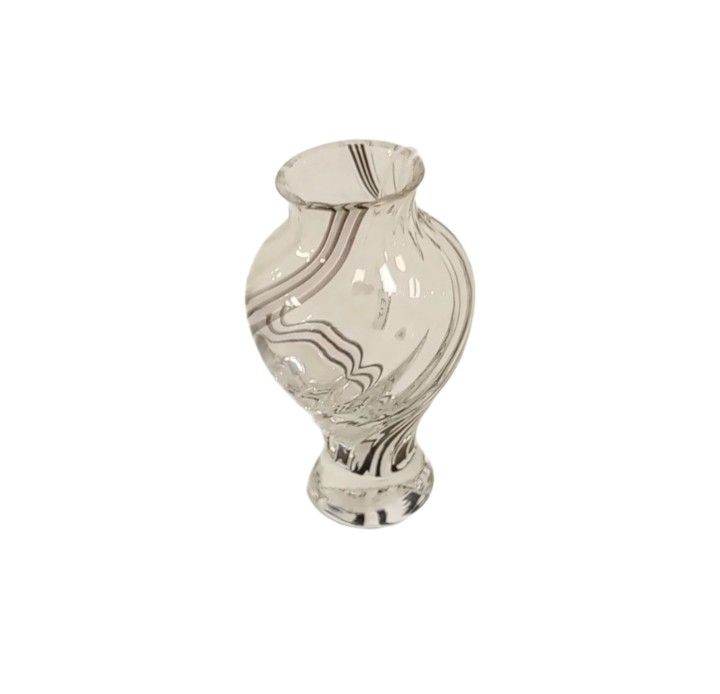 Scottish Caithness Black & White Glass Vase Flamenco Black & White Swirl Vase