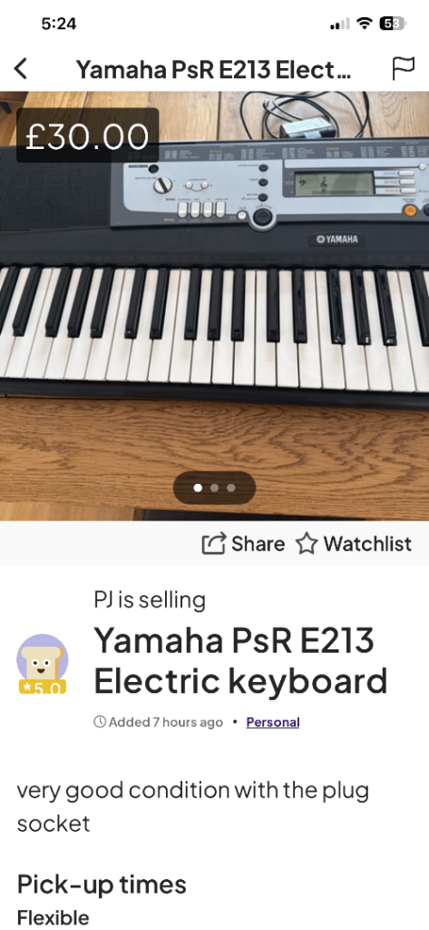 Yamaha PsR E213 Electric Keyboard – Good Condition