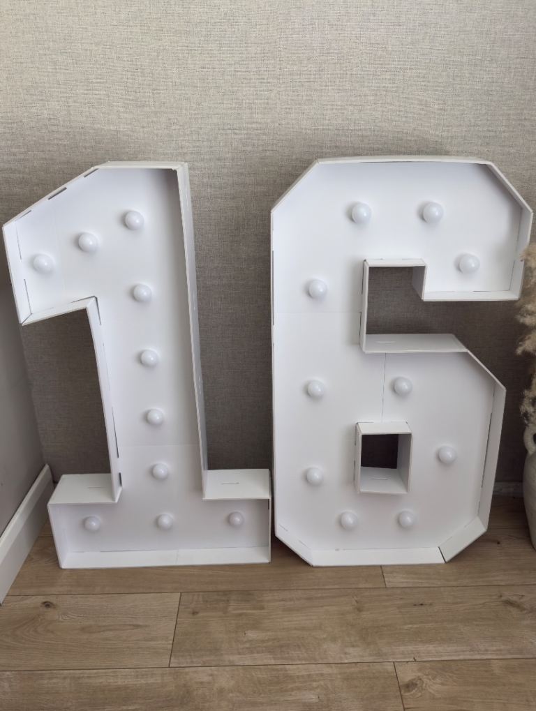 Large White Light-Up Numbers l Good Condition