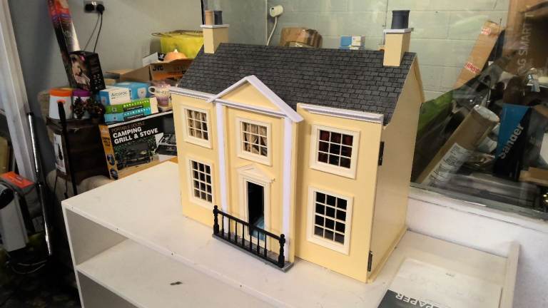 vintage Georgian style dolls house with dolls furniture