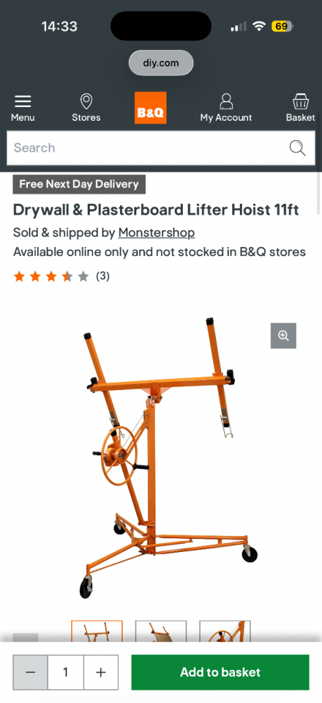 Drywall / plasterboard lifter