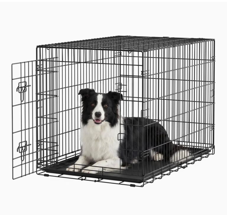 Feandrea Folding Dog Crate Cage 107 x 70.6 x 70.6cm Black