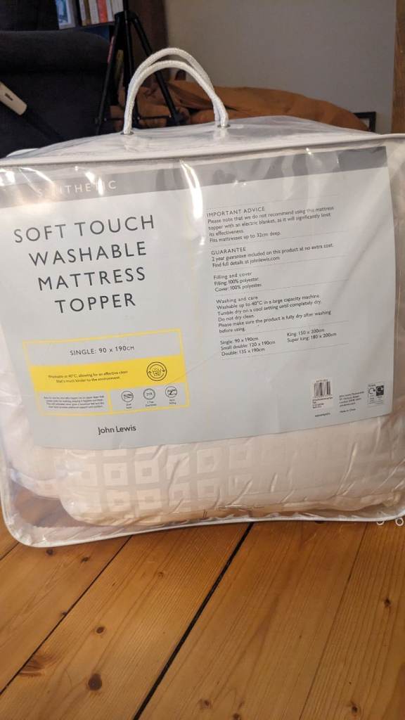 John Lewis single mattress topper 