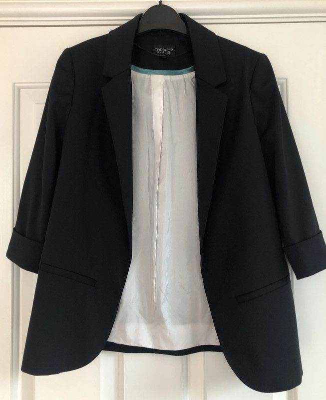 Topshop smart open fronted black blazer UK 8 VGC £10 ONO