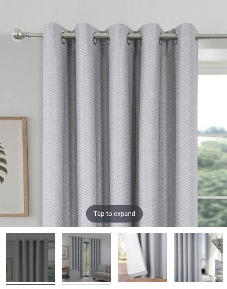 Grey blackout Eyelet Curtains 46 x 72 - Good Condition
