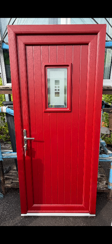 PVC DOOR NEW RED ON WHITE PATIO DOUBLE 