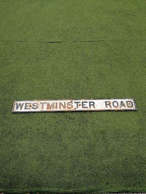 Antique Cast Iron Street Sign Westminster Road 