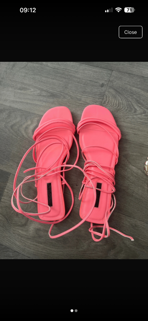 Bright Pink Lace-Up Flat Sandals – Size 7 Good Condition
