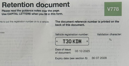 Private Plate on Retention T30 KDM