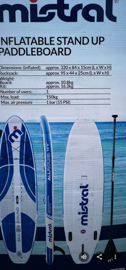 New Mistral Inflatable Paddleboard SUP/KAYAK