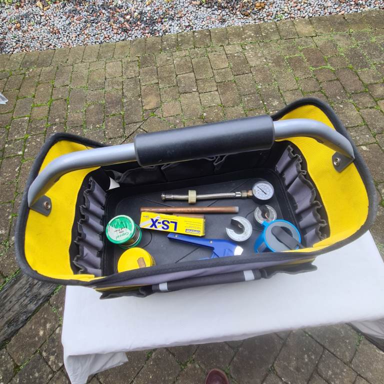 Plumbing tools in carry case