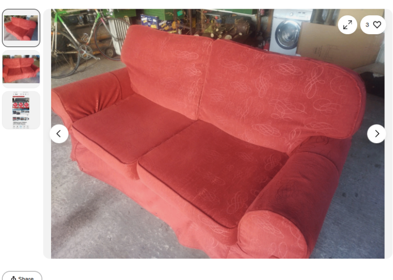 2/3 seater Sofa with Red loose covers   FREE