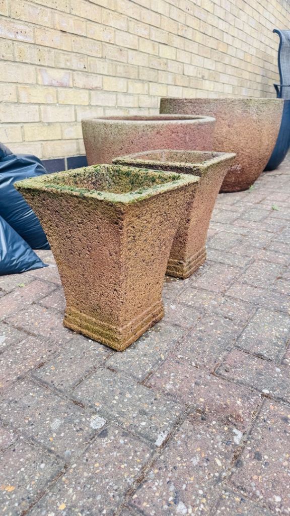 Stone Garden Planters – Set of Two, Used Condition