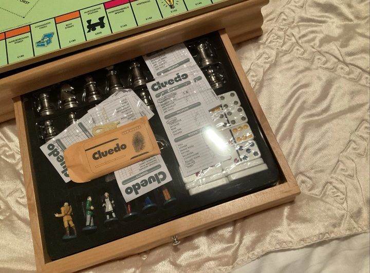 Monopoly and Cluedo Plus 5 Classic Games in a Wood Cabinet Board Game