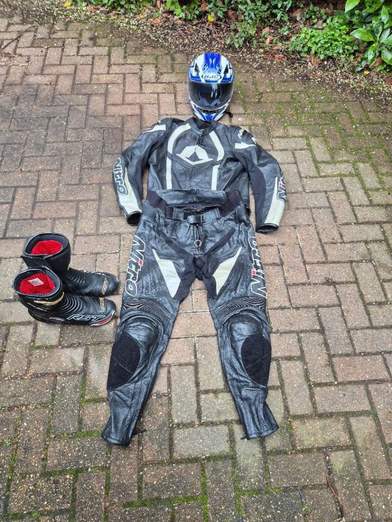 Motorbike leathers (nitro) HJC helmet RST BOOTS