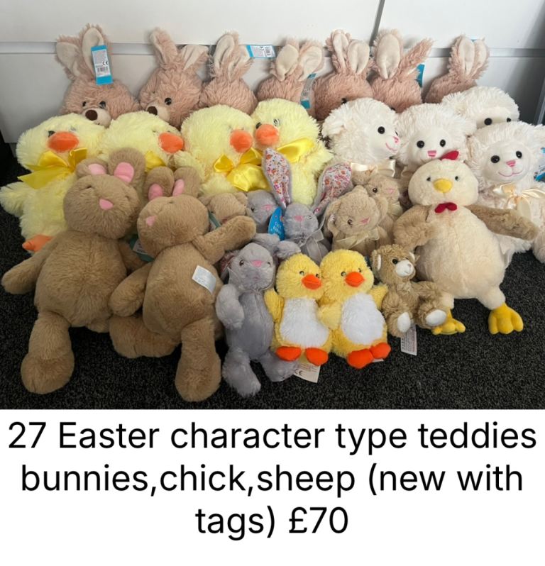 27 Easter character type teddies  bunnies,chick,sheep (new with tags) £70