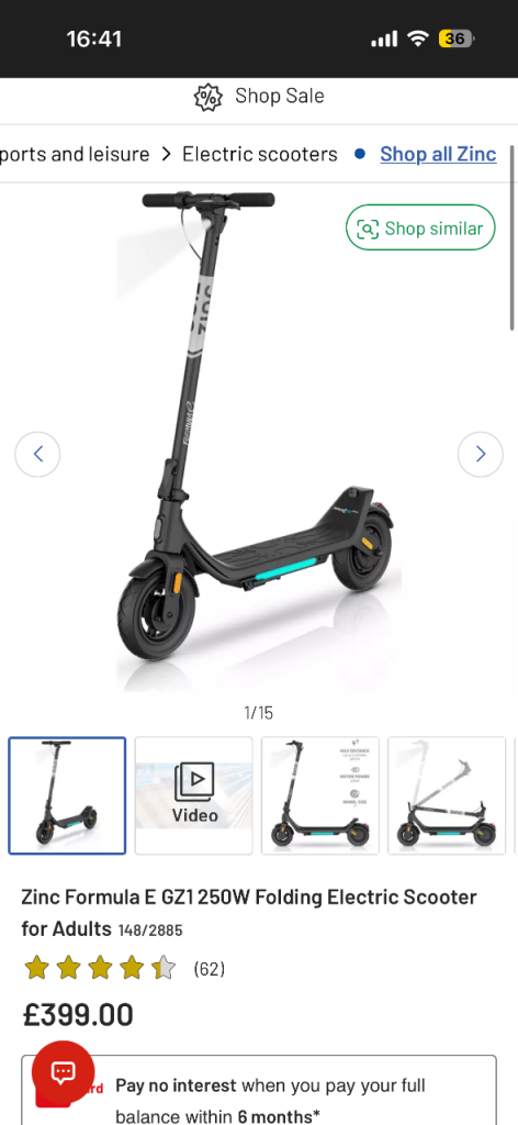 zinc formula e gz1 250w folding electric scooter