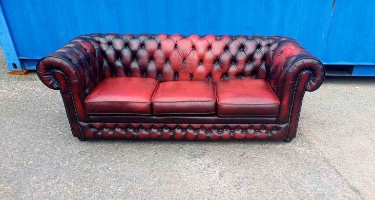 Oxblood 3 seater Chesterfield sofa