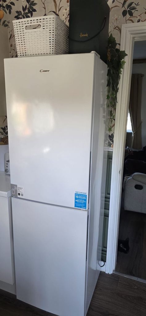 Candy Fridge Freezer – White, Good Condition