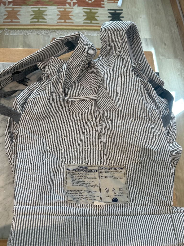 Baby Carrier Sling - Grey and White Stripe, Good Condition