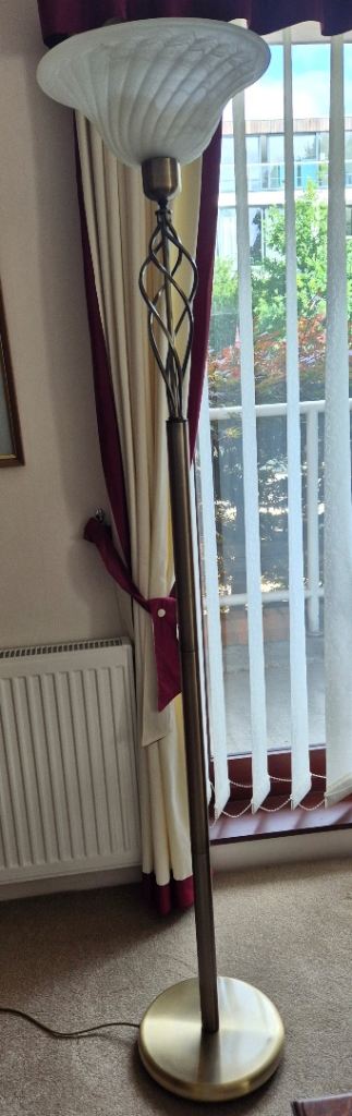 Glass and Brass Floor Lamp 