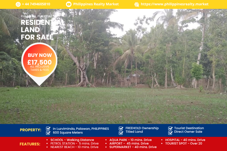 600 Square Meters Vacant LAND FOR SALE in the Philippines / Investment / Retirement