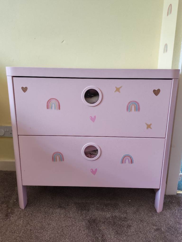 Pink ikea drawers stickers will peel off 