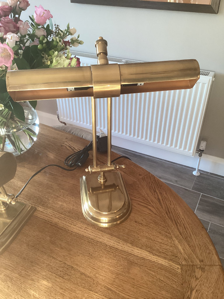 Mellow Brass Bankers Lamps x2 Brand New