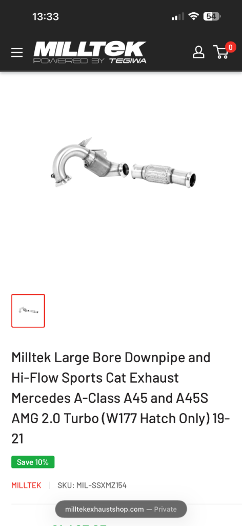 Milltek Large Bore Downpipe and Hi-Flow Sports Cat Exhaust