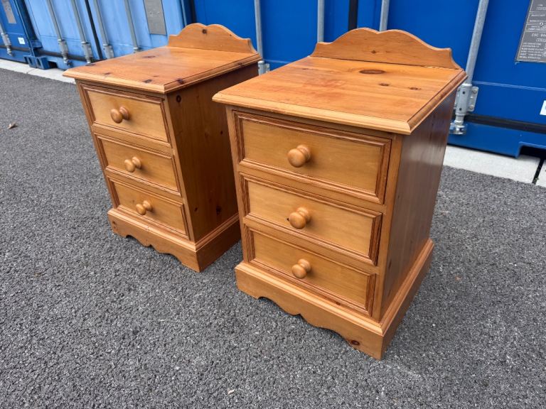 Solid pine three draws Bedside cabinets Possible Delivery