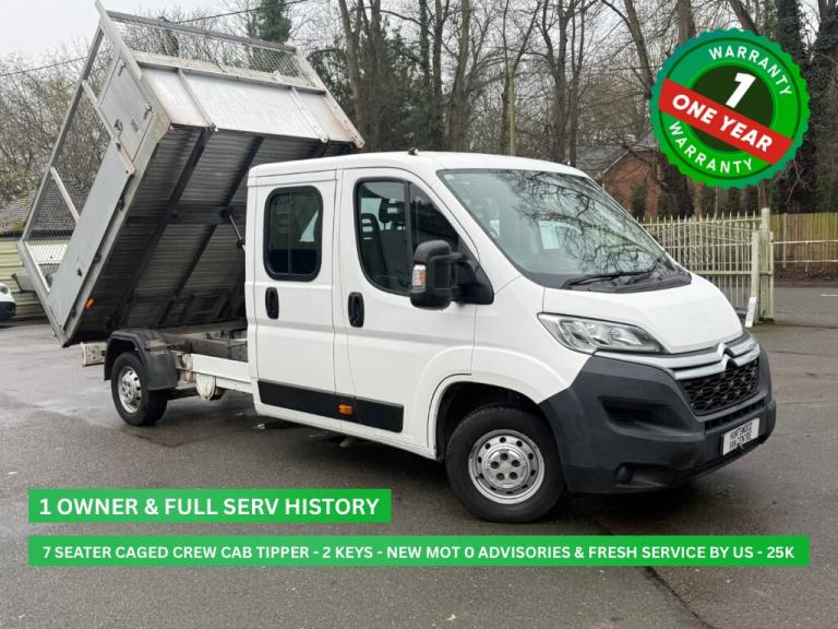 2019 CITROEN RELAY 2.0L DIESEL WHITE 7 SEATER CREW CAB CAGED TIPPER - 25K MILES