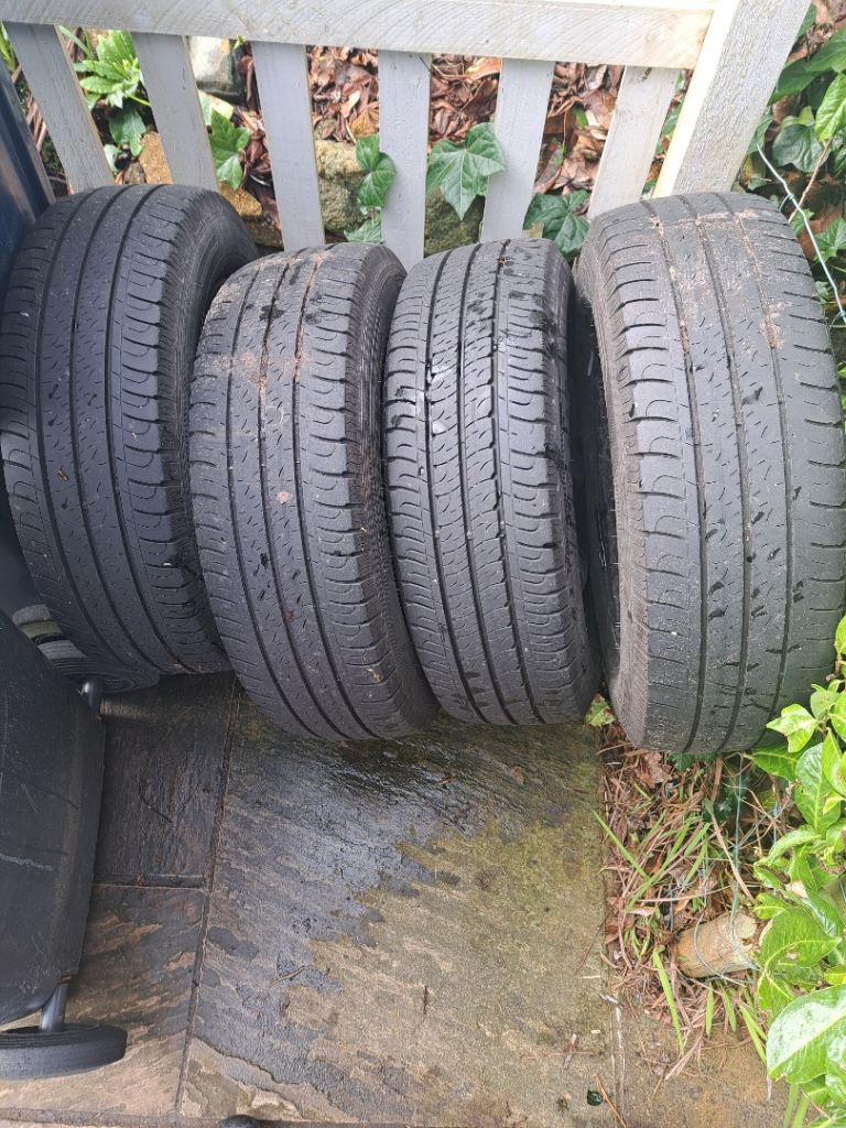 4 part worn Tyres and steel wheels for sale 