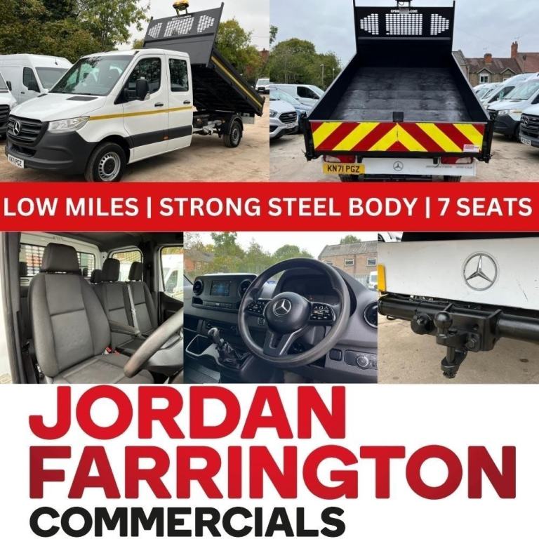 2021 71 reg MERCEDES BENZ SPRINTER 314 RWD STEEL BODY DOUBLE / CREW CAB TIPPER