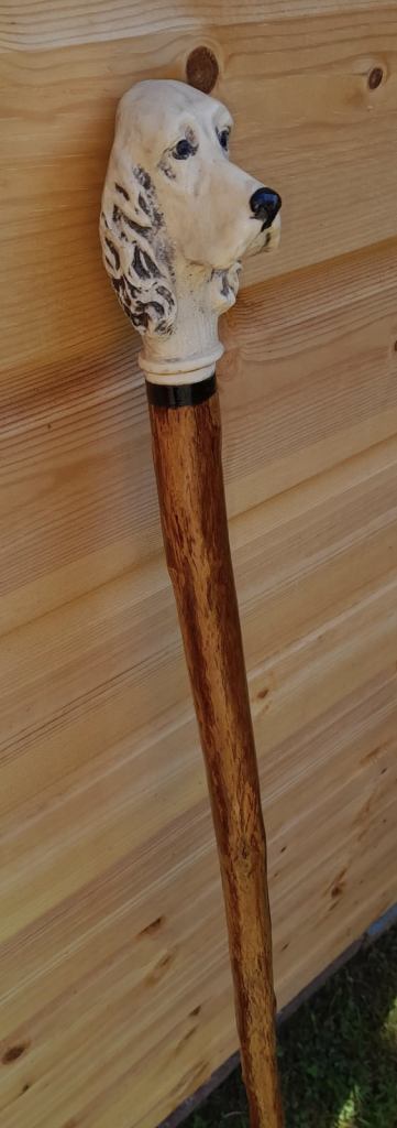 Carved Spaniel Head Walking Stick - Dog Display Mobility Handmade
