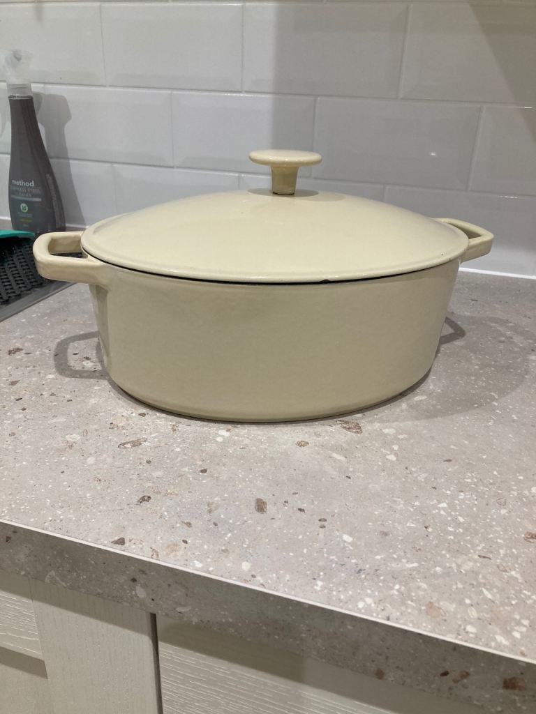 Cast iron casserole dish