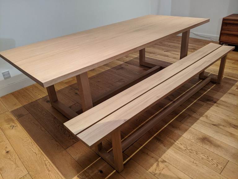 Solid Oak 'Bailey' 10-Seat Dining Table and Bench