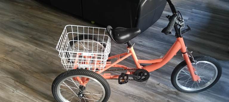 Kids Orange Tricycle with Basket – Good Condition