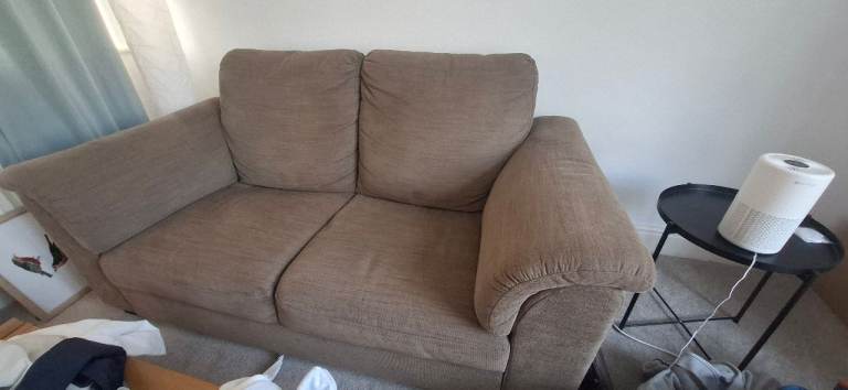 Two-Seater Fabric Sofa – Brown, Fair Condition