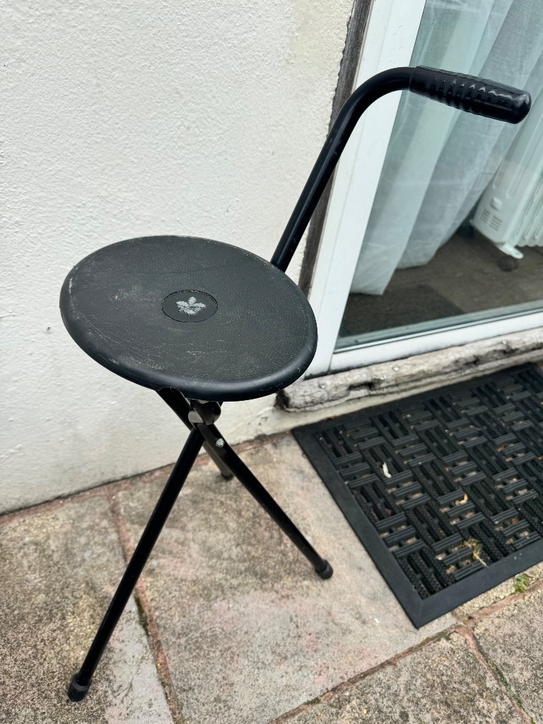 Walking stick support with resting stool