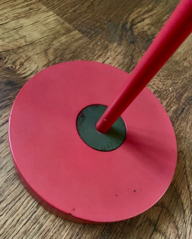 Vintage Retro Red & Bronze Swan Neck Standard Reading Lamp Light 1980s