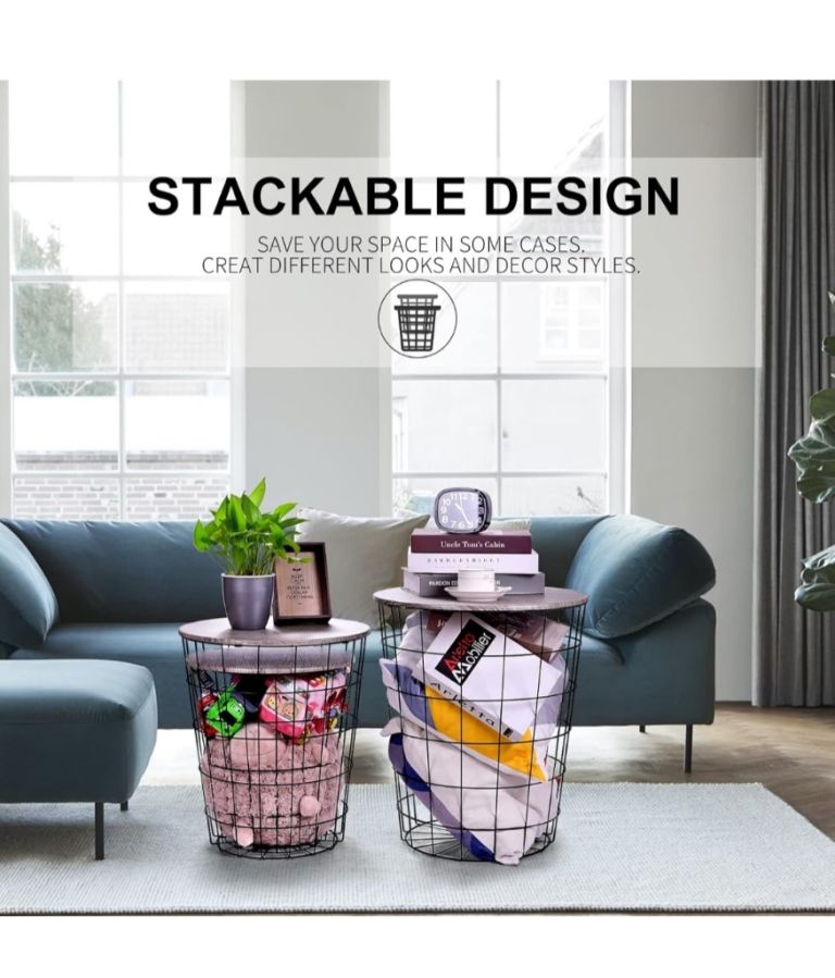 Bnib set of 3 Nesting Retro Wire Coffee Tables Stacking Storage